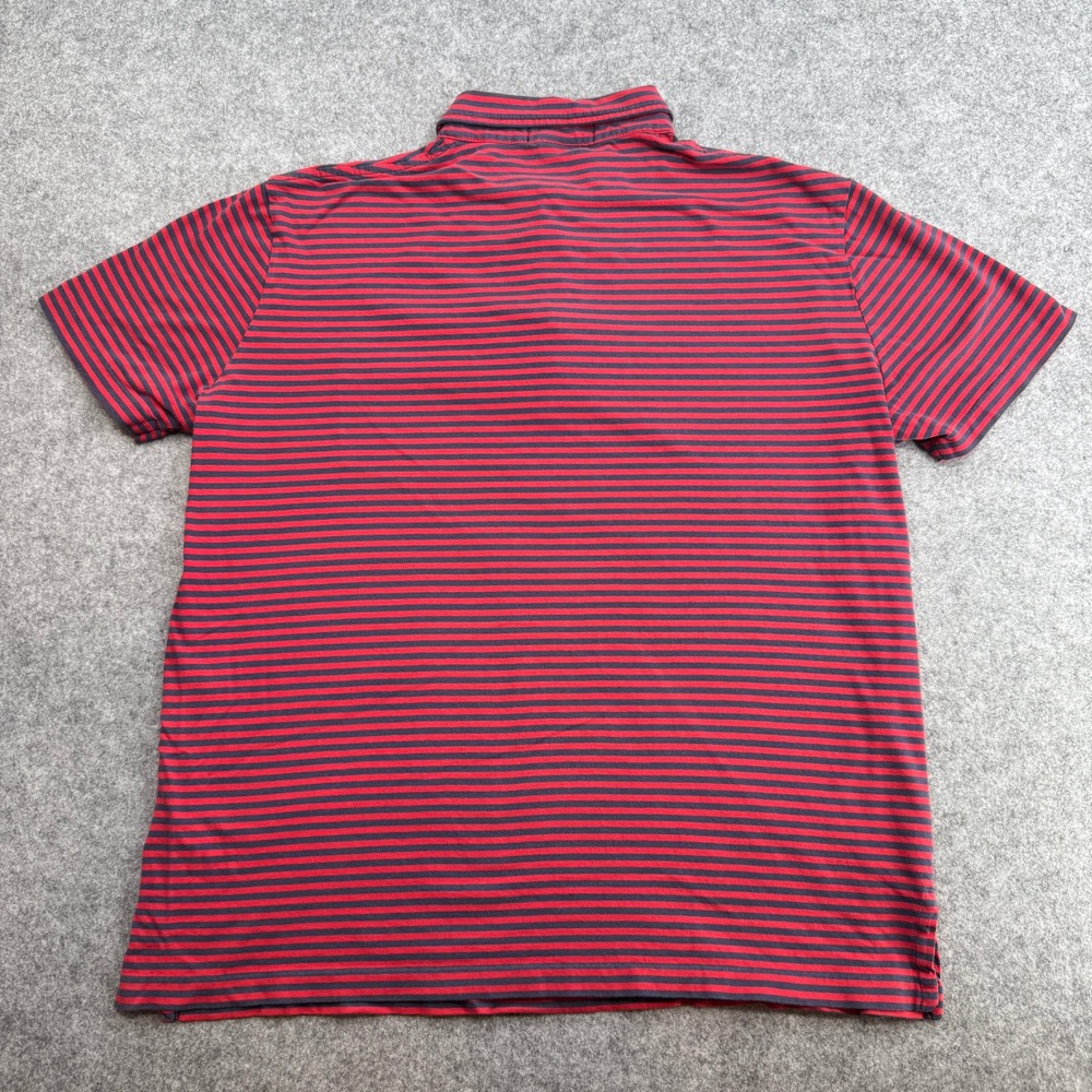 Polo Ralph Lauren Mens Custom Fit Striped Pocket Polo Shirt Red Navy Blue Large - Picture 7 of 7